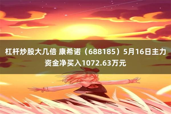 杠杆炒股大几倍 康希诺（688185）5月16日主力资金净买入1072.63万元