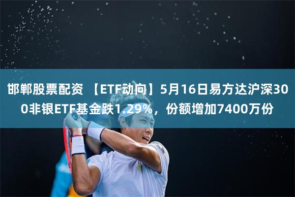 邯郸股票配资 【ETF动向】5月16日易方达沪深300非银ETF基金跌1.29%，份额增加7400万份