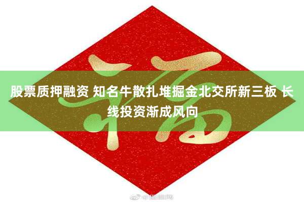 股票质押融资 知名牛散扎堆掘金北交所新三板 长线投资渐成风向