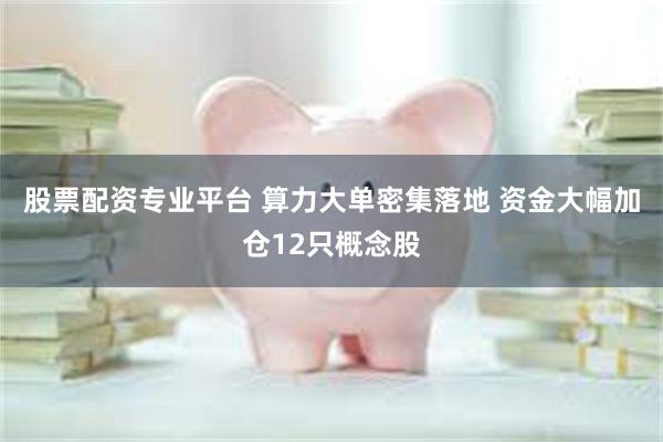 股票配资专业平台 算力大单密集落地 资金大幅加仓12只概念股
