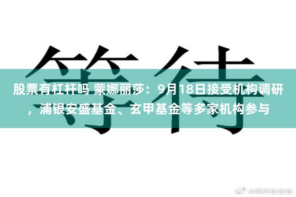 股票有杠杆吗 蒙娜丽莎：9月18日接受机构调研，浦银安盛基金、玄甲基金等多家机构参与