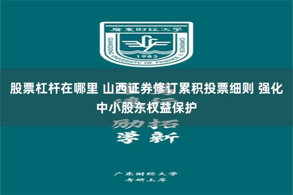 股票杠杆在哪里 山西证券修订累积投票细则 强化中小股东权益保护