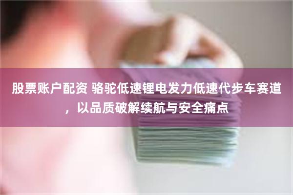 股票账户配资 骆驼低速锂电发力低速代步车赛道，以品质破解续航与安全痛点